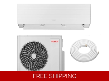 TOSOT 9K-Btu 26 SEER2 Mini Split H-Heat Pump (-22°F), Wi-Fi, E-Star: 15 EER/10.4 HSPF (R32)